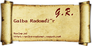 Galba Radomér névjegykártya